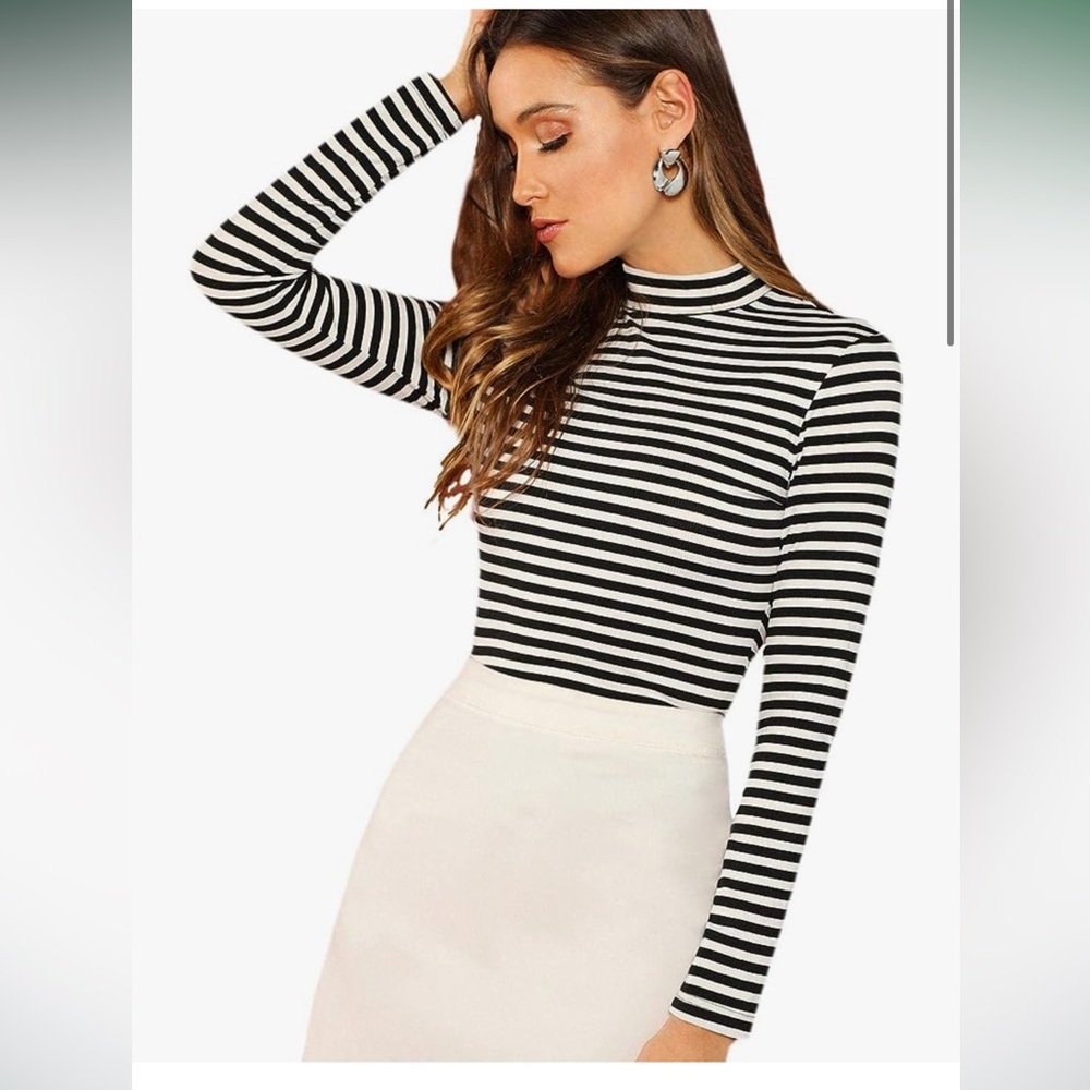 Striped mock neck long sleeve